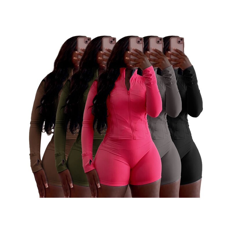 Sports Two Piece Set Manufacturer - Liu Ming 2025 Women Long Sleeve Zipper Jacket + Ankle-Length Pants