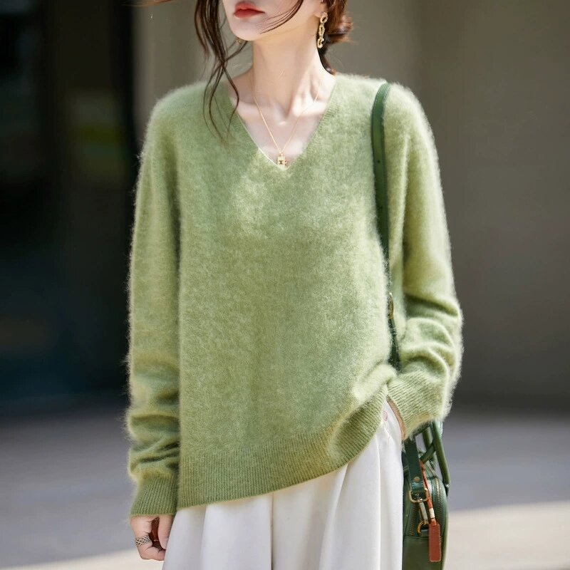 Knitwear Sweater Manufacturer - 2026 Women V-Neck Pullover Soft Oversized Casual Winter Thick