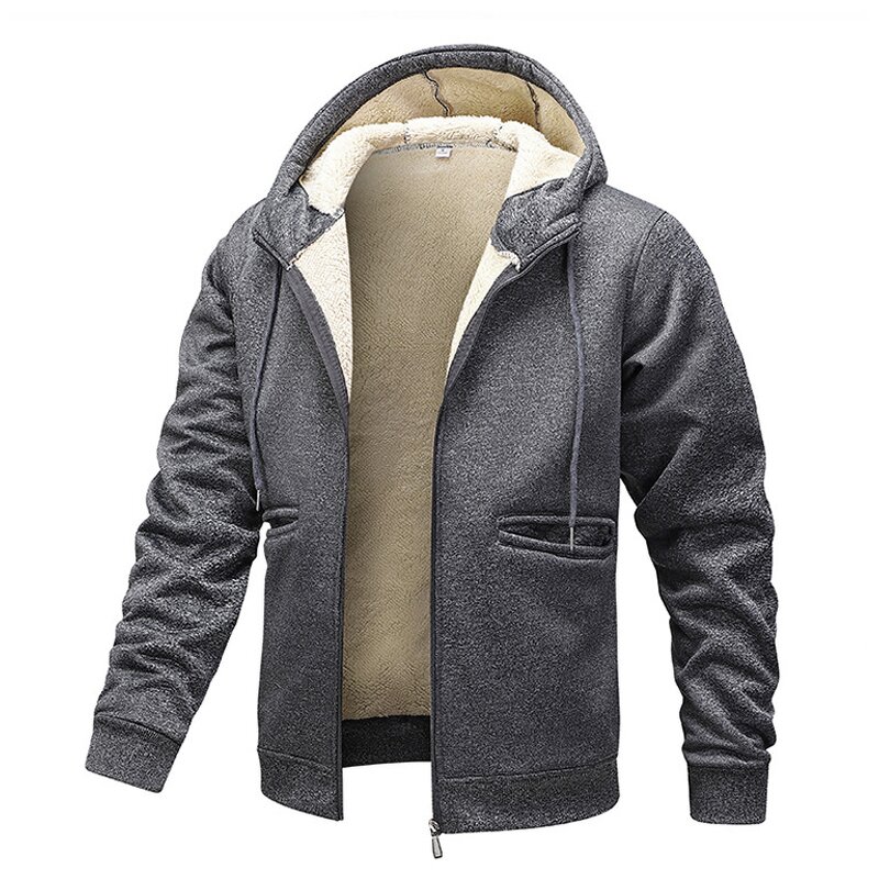 Hooded Coat Manufacturer - 2026 Men Autumn Winter Loose Zipper Windbreak Fleece Warm