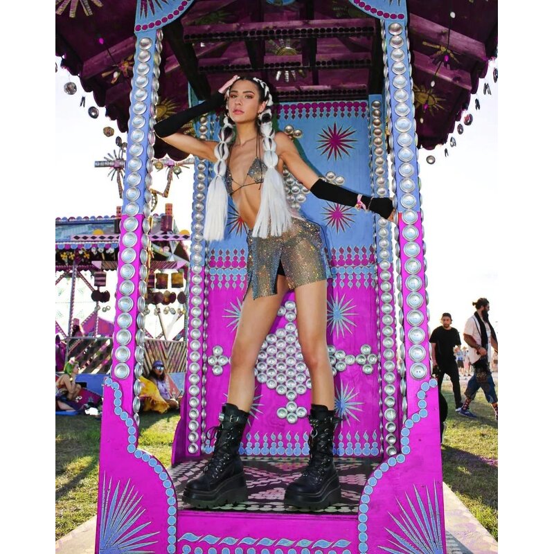 Bikini Set Manufacturer - Liu Ming 2024 Women Sexy Rhinestones See Through Tops + Mini Skirt