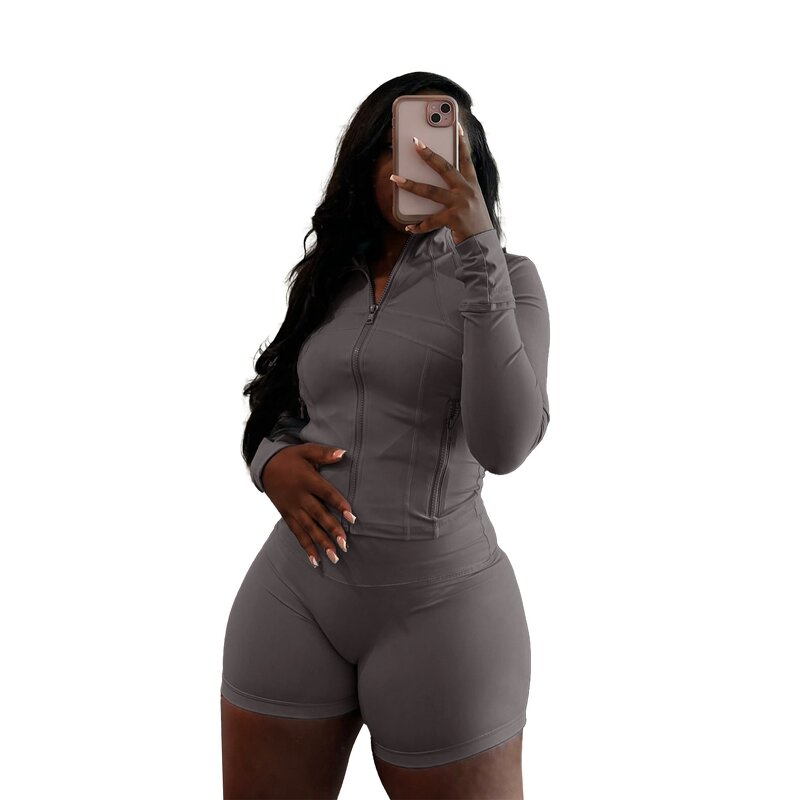 Sports Two Piece Set Manufacturer - Liu Ming 2025 Women Long Sleeve Zipper Jacket + Ankle-Length Pants