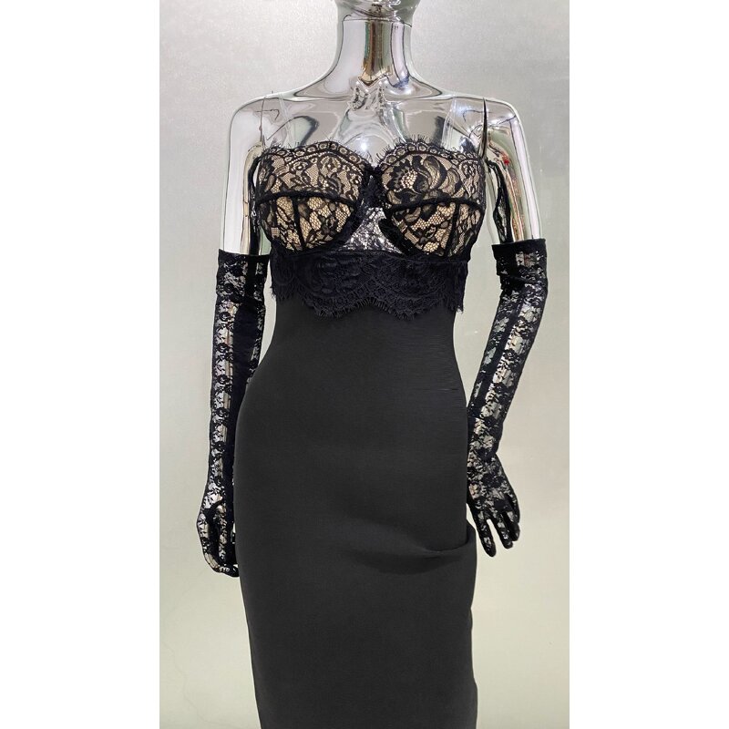 Ball Gown Manufacturer - Women Chic Vintage Floor-Length Lace Zipper Evening Formal Party