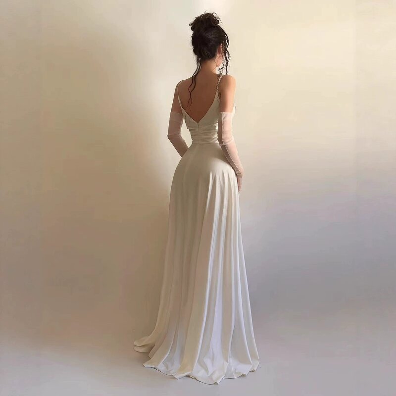 Evening Dress Manufacturer - 2026 Sleeveless Deep V-neck Split Suspender High Waist