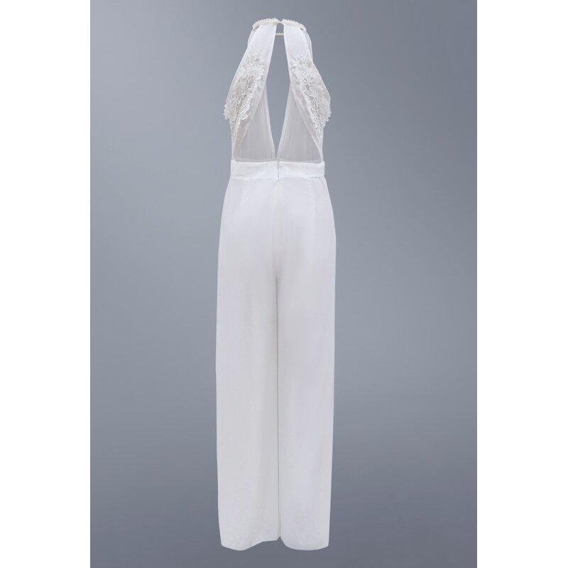 Formal Jumpsuits Manufacturer - Liu Ming Women Sexy V Neck Wide Leg Sleeveless Backless