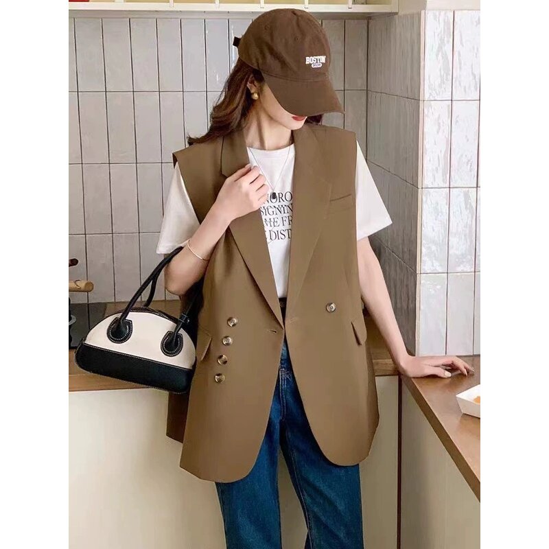 Women Blazer Coat Manufacturer - Custom Logo Sleeveless Solid Office Casual Vest