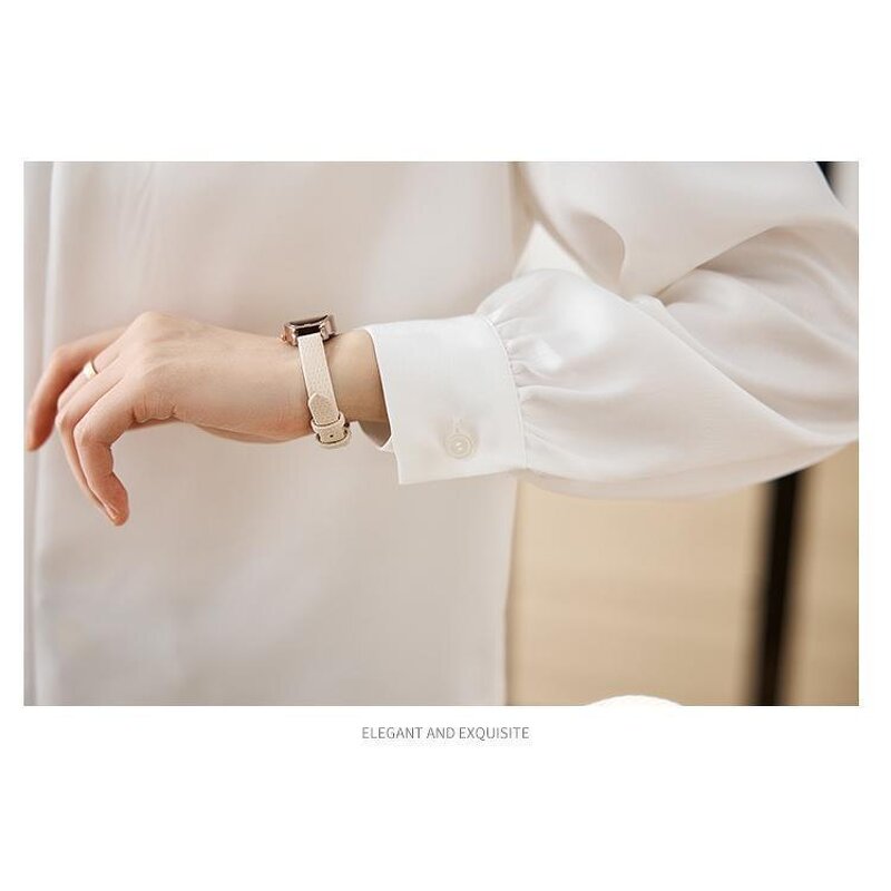 V-Neck Blouse Manufacturer - Women Solid Color Button Detail Mature Spring Autumn Summer