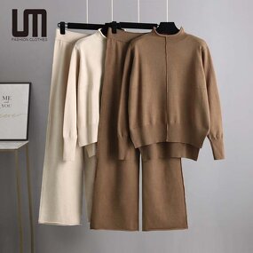 Tracksuits Set Manufacturer - Liu Ming Women Winter Casual Knitted Thick Warm Sweater + Pants