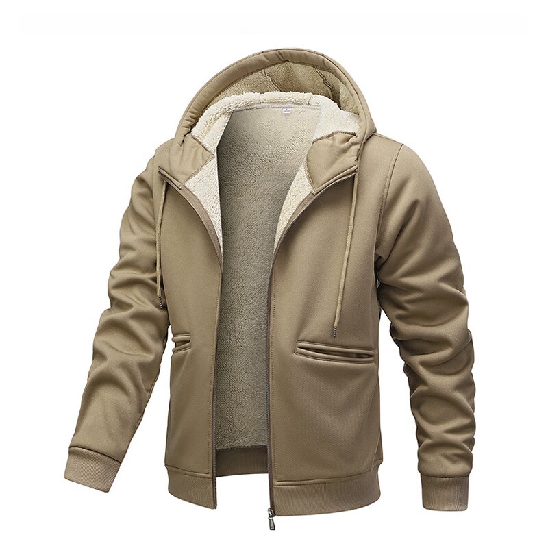 Hooded Coat Manufacturer - 2026 Men Autumn Winter Loose Zipper Windbreak Fleece Warm