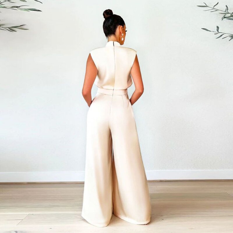 Rompers Jumpsuit Manufacturer - OEM ODM Women Sleeveless Wide Leg Slim Elegant One Piece