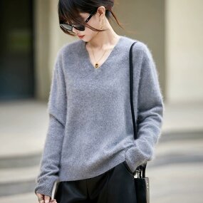 Knitwear Sweater Manufacturer - 2026 Women V-Neck Pullover Soft Oversized Casual Winter Thick