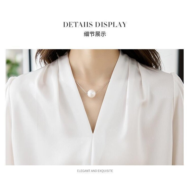 V-Neck Blouse Manufacturer - Women Solid Color Button Detail Mature Spring Autumn Summer