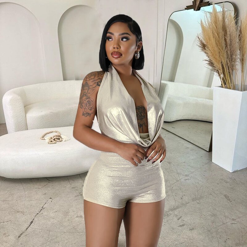 Bodysuit Romper Manufacturer - Liu Ming 2024 Women Sexy Halter Neck Backless One Piece