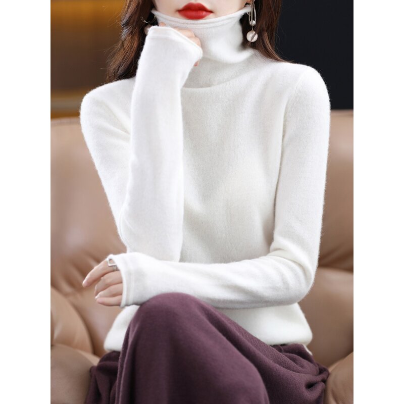 Knit Top Manufacturer - Liu Ming 2025 Women Autumn Winter Turtleneck Wool Polyester Solid