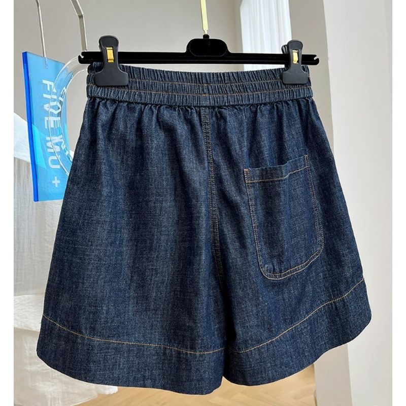 Denim Shorts Manufacturer - 2025 Women High Waist Elastic Wide Leg Loose Vintage Sexy
