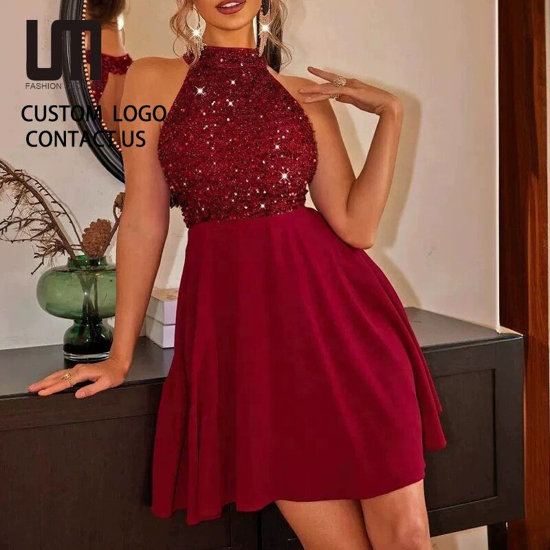 Short Party Dress Manufacturer - 2026 Halter Backless Sequined for Club Prom
