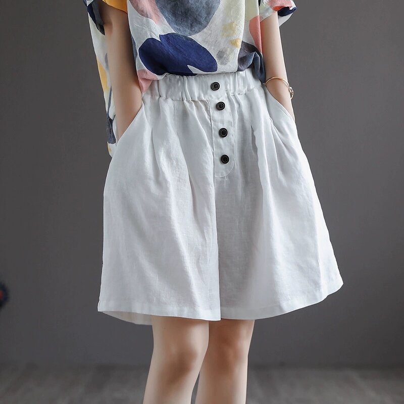 Summer Shorts Manufacturer - 2025 Women Korean High Waist Oversized Baggy Button Casual