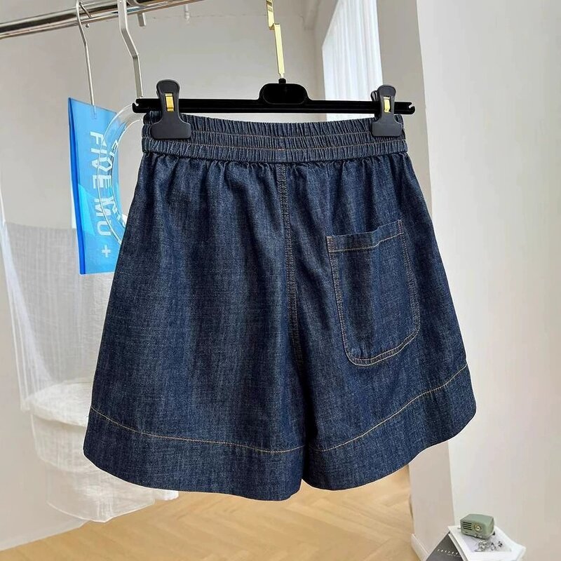 Denim Shorts Manufacturer - 2025 Women High Waist Elastic Wide Leg Loose Vintage Sexy