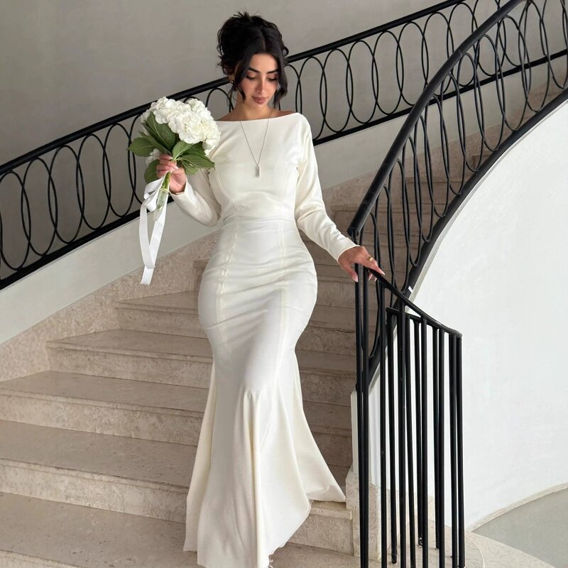 Prom Gown Manufacturer - 2026 Custom Floor-length Full Sleeve Backless Draped