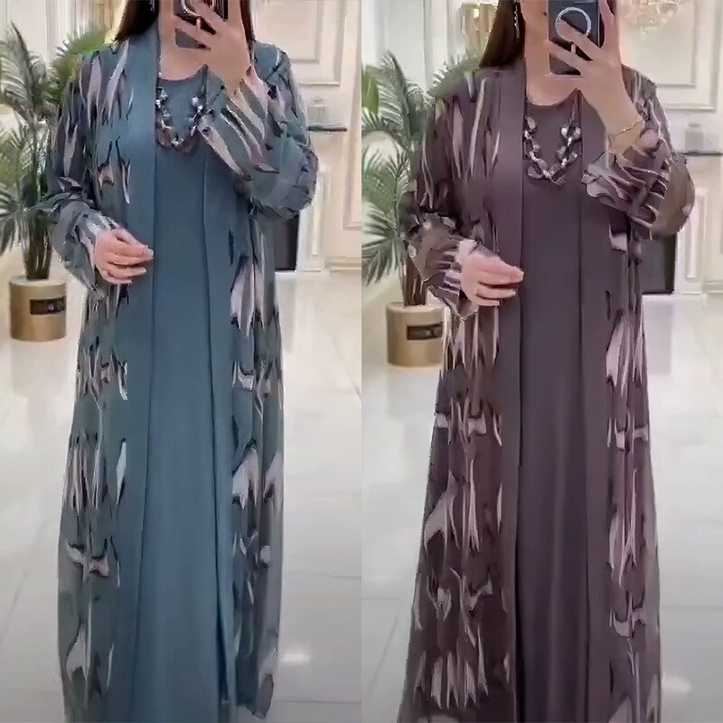 Women Two Piece Set Manufacturer - 2025 African Print Long Open Front Cardigan & Dress