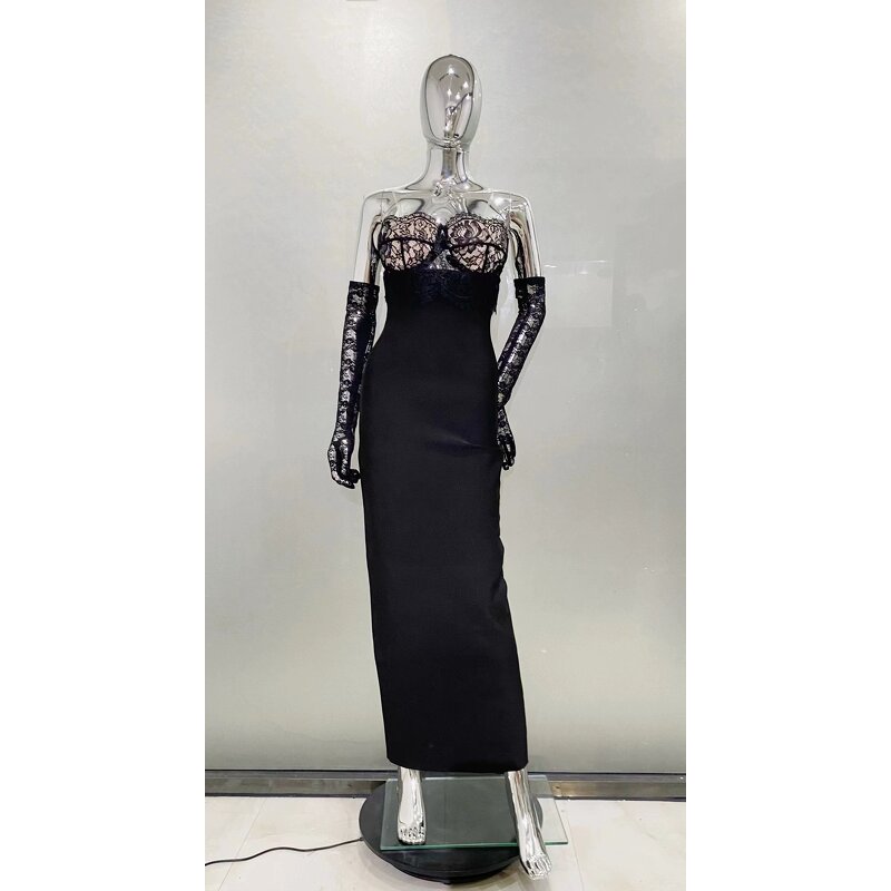 Ball Gown Manufacturer - Women Elegant Vintage Long Floor-Length Lace Formal Party