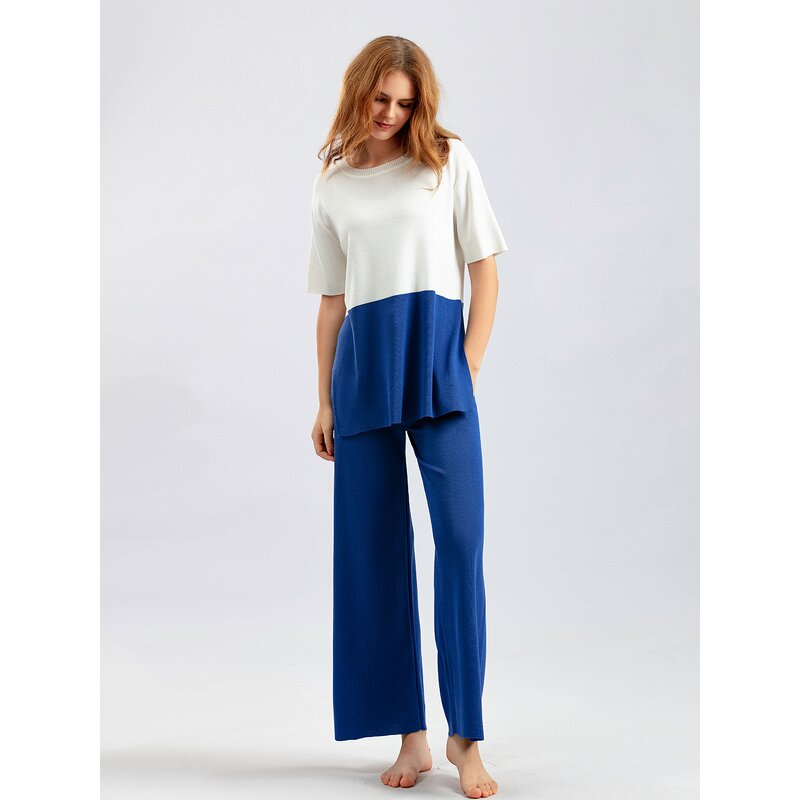 Women Two Piece Set Manufacturer - Cheap Wholesale Spring Oversized T Shirt + Wide Leg Pants