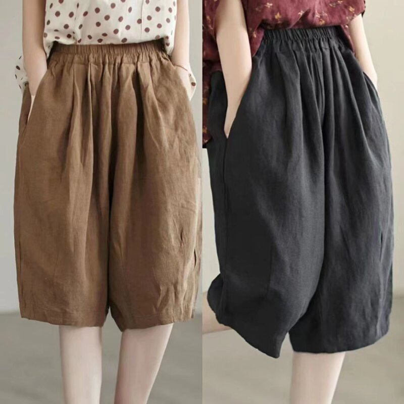 Wide Leg Trousers Manufacturer - 2025 Women Elastic Waist Summer Breathable Loose Cotton Palazzo