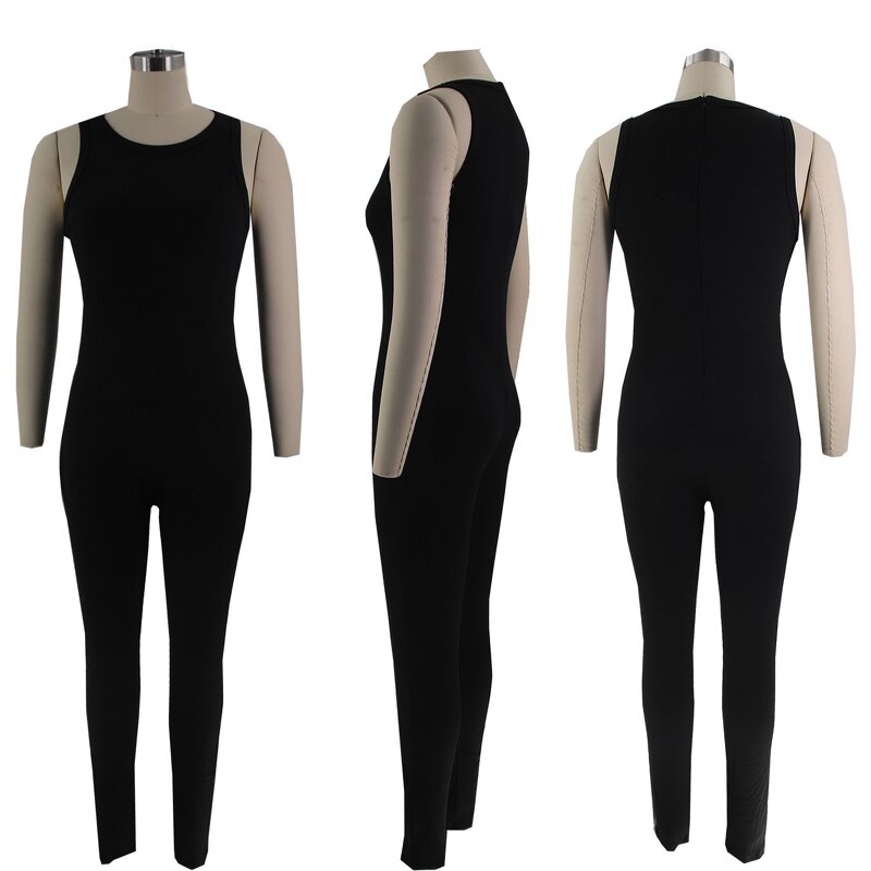 Rib Knitted Jumpsuits Manufacturer - 2025 Women Summer Sleeveless Romper Fitness Casual Solid