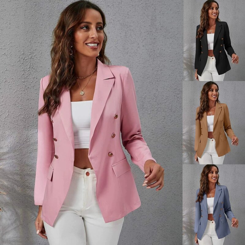 V-neck Blazer Manufacturer - Women Single Button Closure Solid Color Formal Office Style