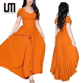 Abayas Kaftan Jumpsuit Manufacturer - Liu Ming Women Muslim Morocco Dubai Pleated Short Sleeve