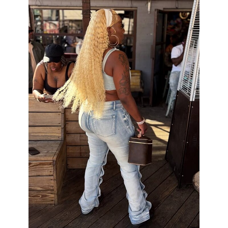 Cargo Jeans Manufacturer - Custom Logo Women High Waist Distressed Multiple Pockets Streetwear