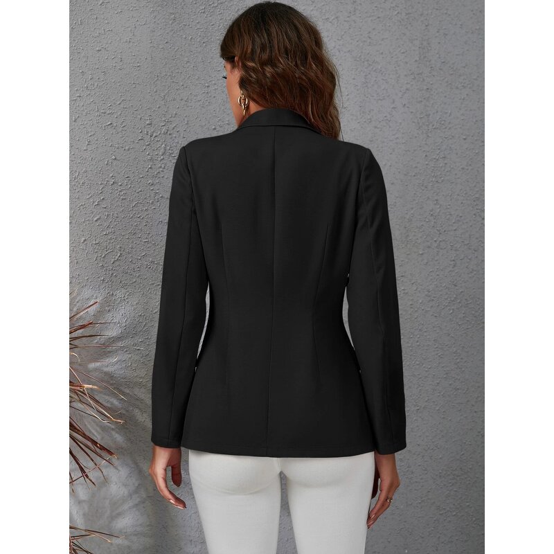 V-neck Blazer Manufacturer - Women Single Button Closure Solid Color Formal Office Style