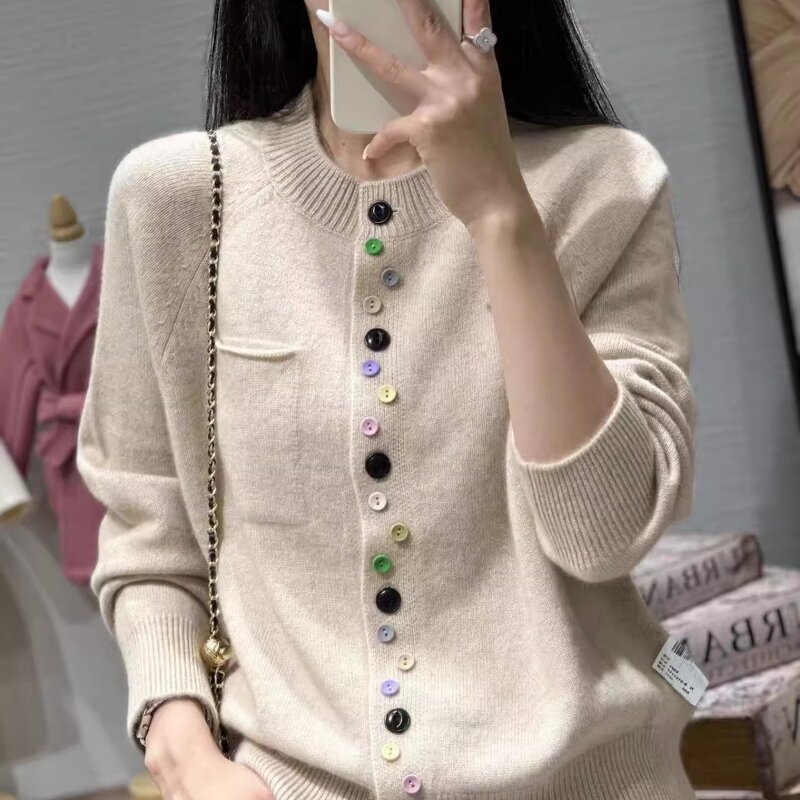 Knit Cardigan Manufacturer - Liu Ming 2025 Women Autumn Winter Casual Loose Round Neck Wool