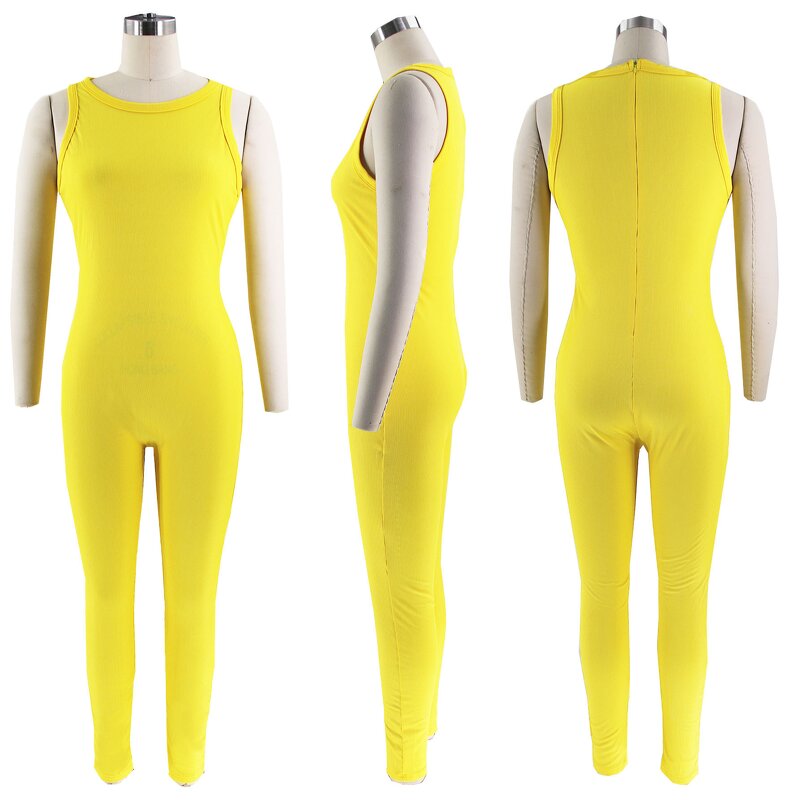 Rib Knitted Jumpsuits Manufacturer - 2025 Women Summer Sleeveless Romper Fitness Casual Solid