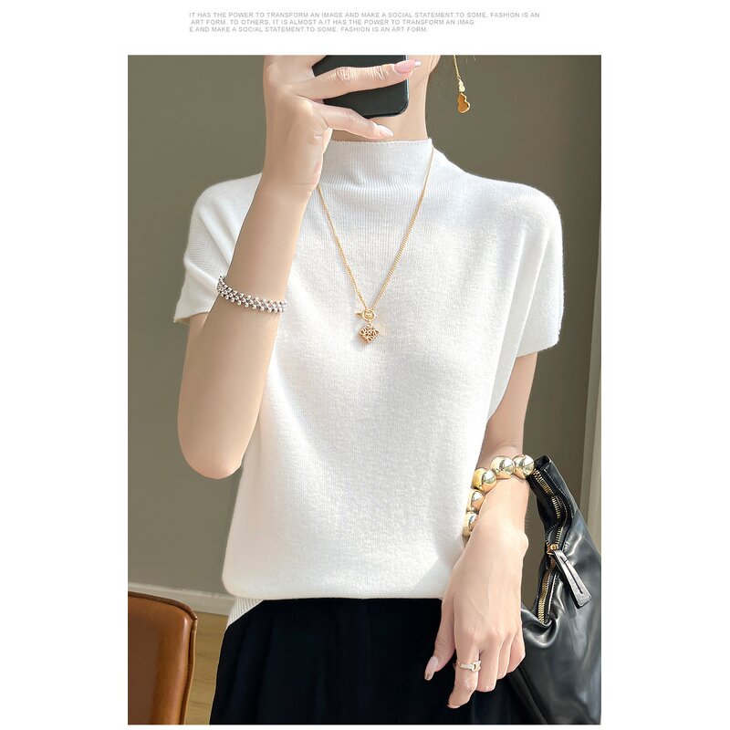 Woolen T-Shirts Manufacturer - Liu Ming Women Casual Eco-Friendly Spring Half Turtle Neck