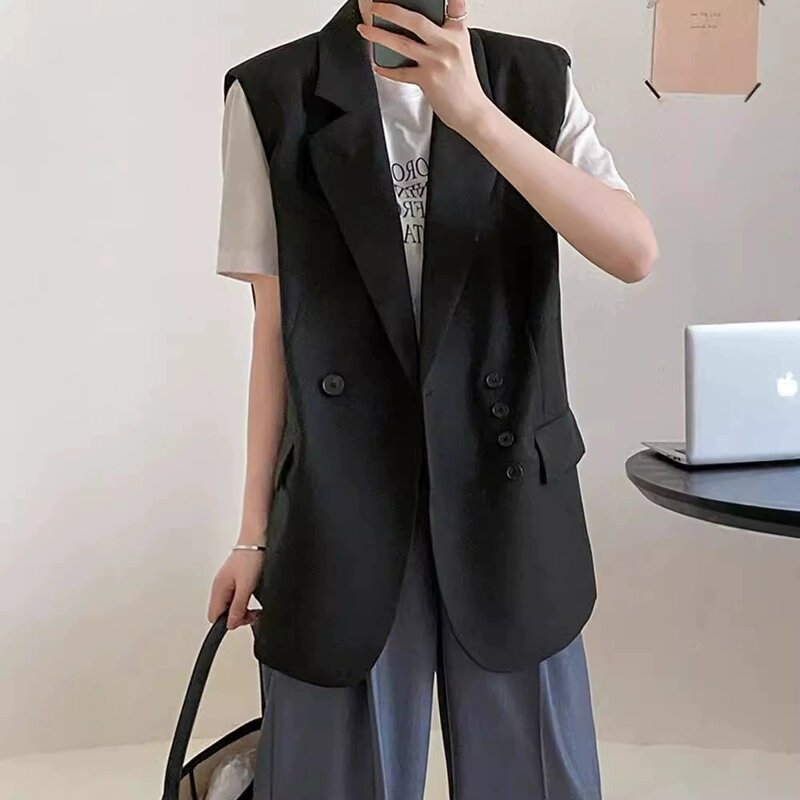Women Blazer Coat Manufacturer - Custom Logo Sleeveless Solid Office Casual Vest