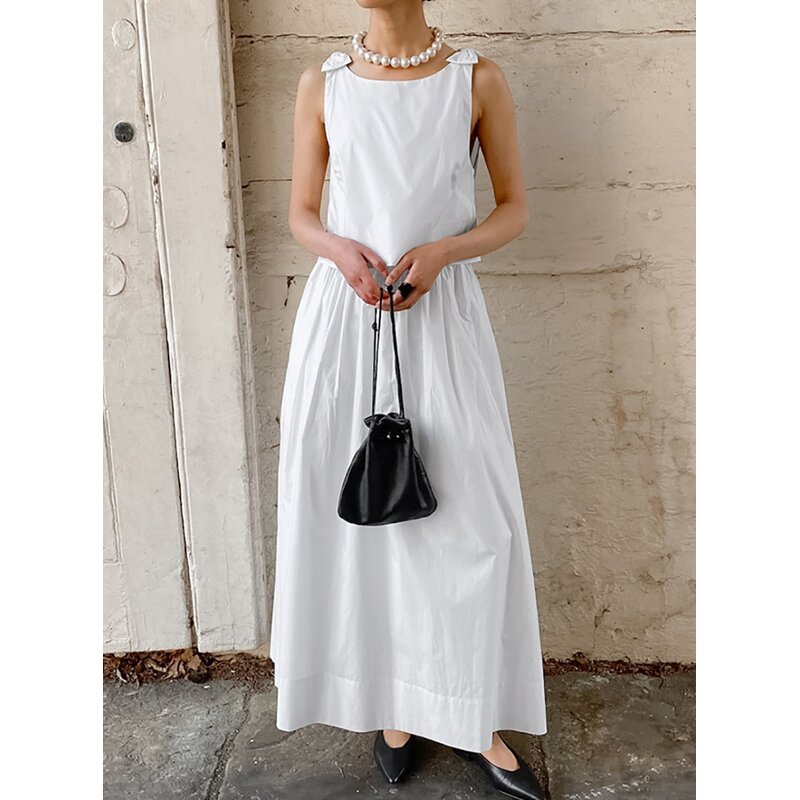 Women Two Piece Set Manufacturer - OEM White Sleeveless Vest Top + High Waist A-Line Skirt