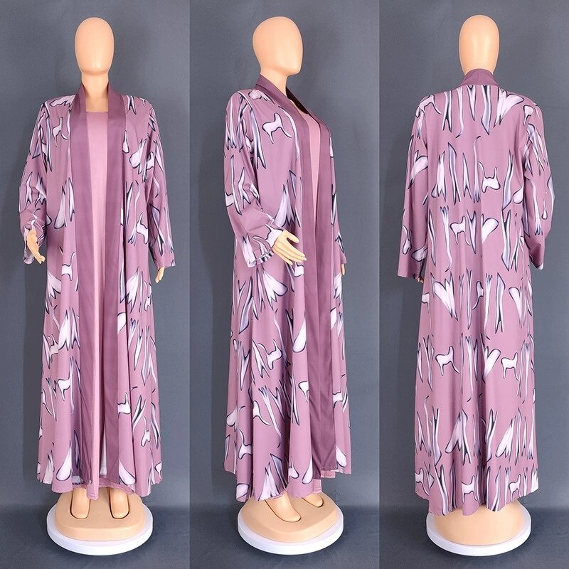 Women Two Piece Set Manufacturer - 2025 African Print Long Open Front Cardigan & Dress