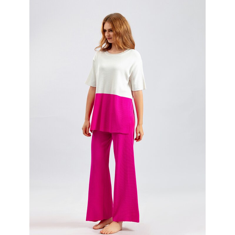 Women Two Piece Set Manufacturer - Cheap Wholesale Spring Oversized T Shirt + Wide Leg Pants