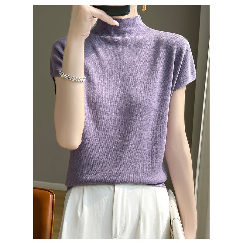 Woolen T-Shirts Manufacturer - Liu Ming Women Casual Eco-Friendly Spring Half Turtle Neck
