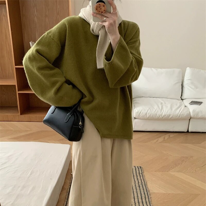 Knitwear Manufacturer - 2026 Women Oversized Round Collar Autumn Winter Thickened Warm