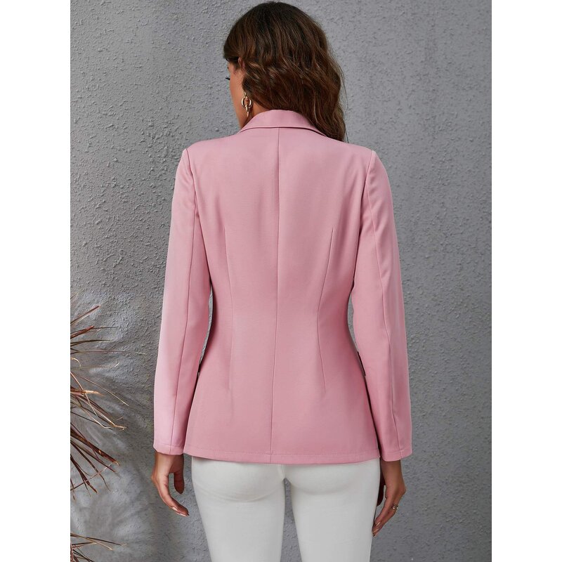 V-neck Blazer Manufacturer - Women Single Button Closure Solid Color Formal Office Style