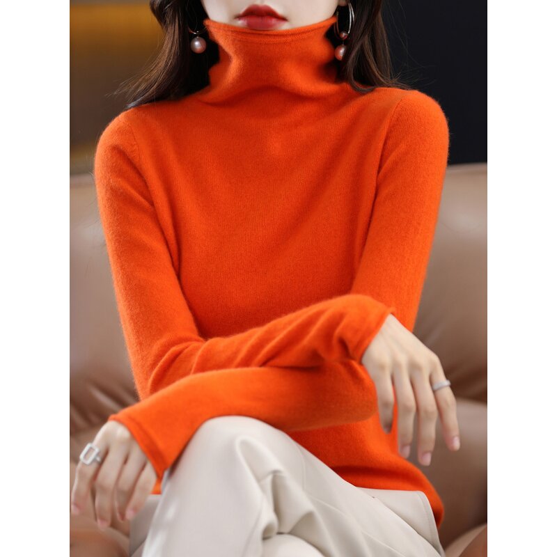 Knit Top Manufacturer - Liu Ming 2025 Women Autumn Winter Turtleneck Wool Polyester Solid