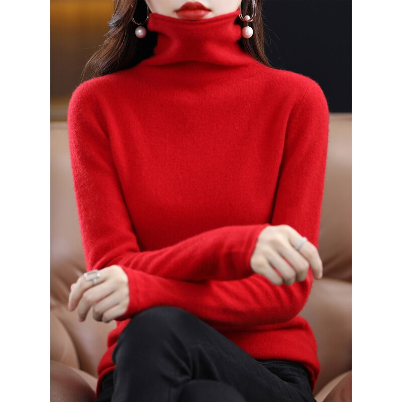 Knit Top Manufacturer - Liu Ming 2025 Women Autumn Winter Turtleneck Wool Polyester Solid