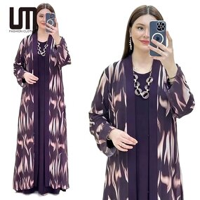 Women Two Piece Set Manufacturer - 2025 African Print Long Open Front Cardigan & Dress