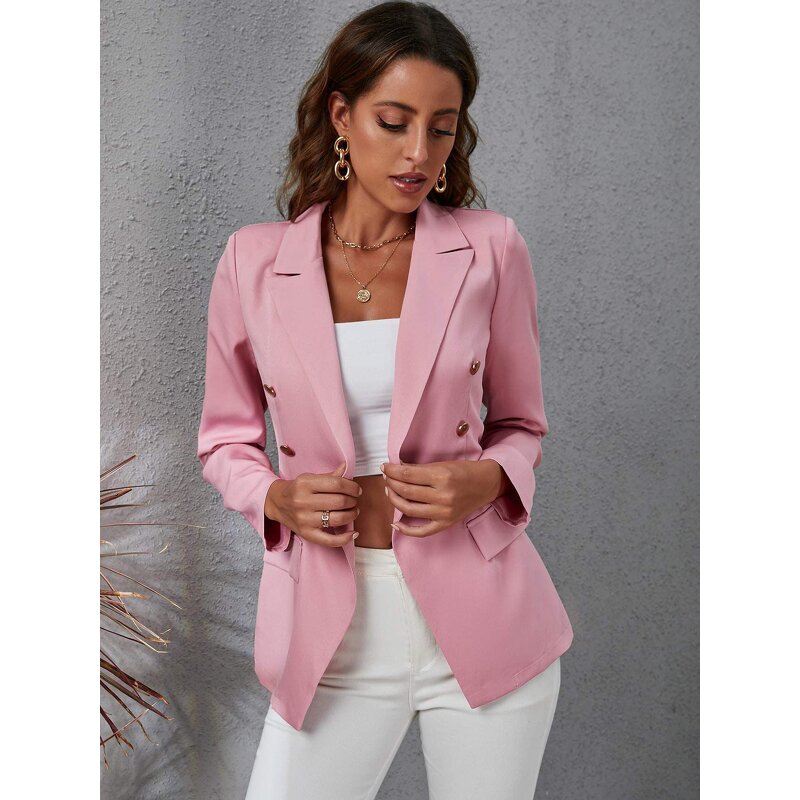 V-neck Blazer Manufacturer - Women Single Button Closure Solid Color Formal Office Style