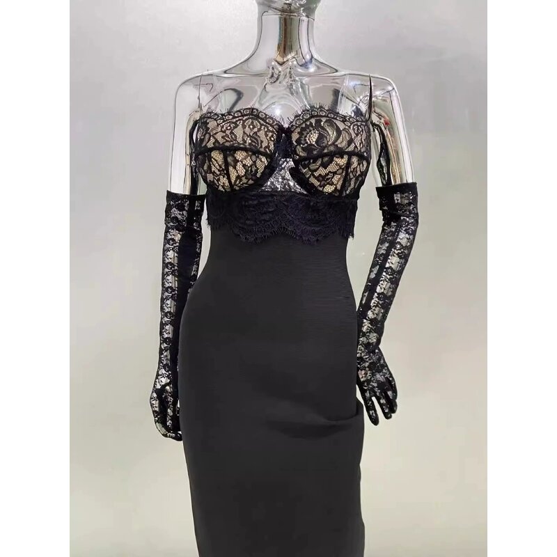 Ball Gown Manufacturer - Women Elegant Vintage Long Floor-Length Lace Formal Party