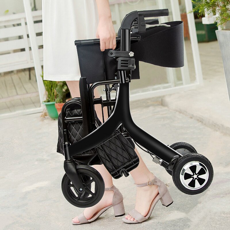 Rollator Walker Manufacturer - 20km 10A Handicapped Aluminium Lightweight Portable Folding 3 in 1 With Seat