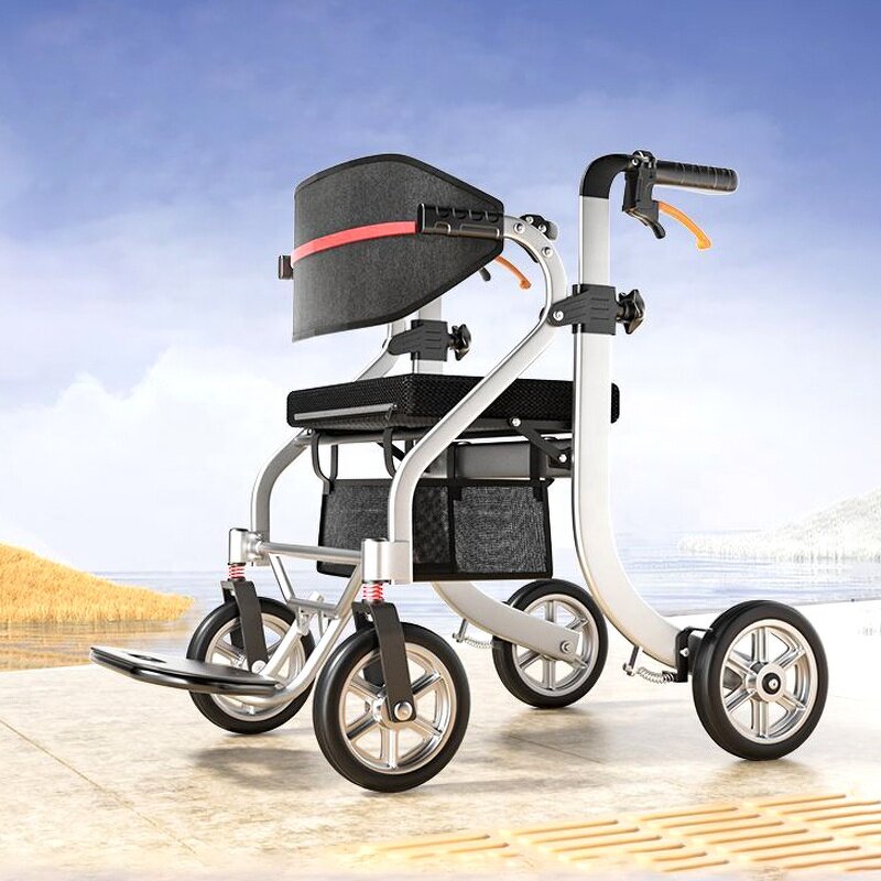 Walker Manufacturer - Euro Folding With Shopping Bag and Seat Aircraft Grade Aluminum for Handicapped