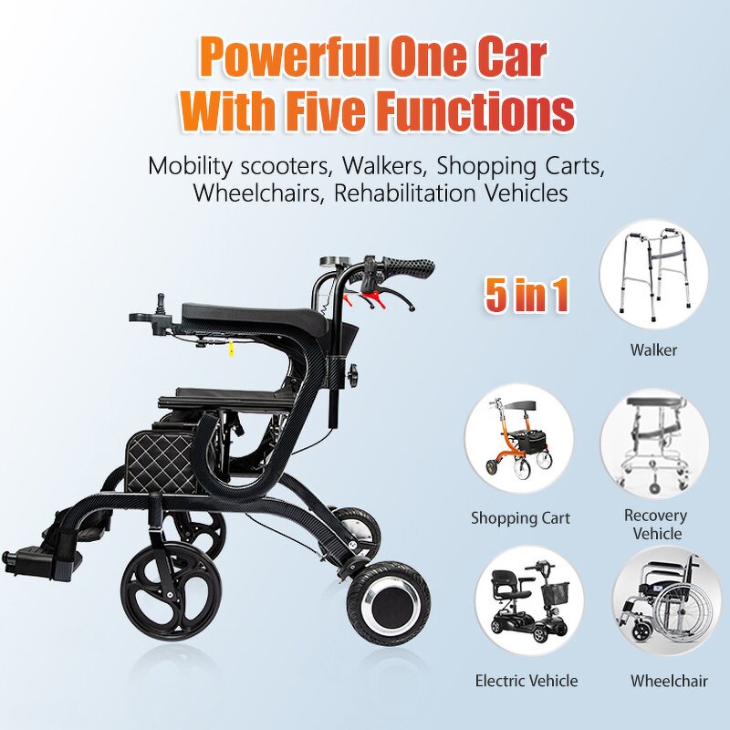Rollator Walker Manufacturer - Multi-Functional Portable Lightweight Folding 5 in 1 Electric for Shopping Cart