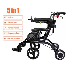 Rollator Walker Manufacturer - 10A Aluminium Lightweight Portable Folding 5 in 1 Electric With Seat